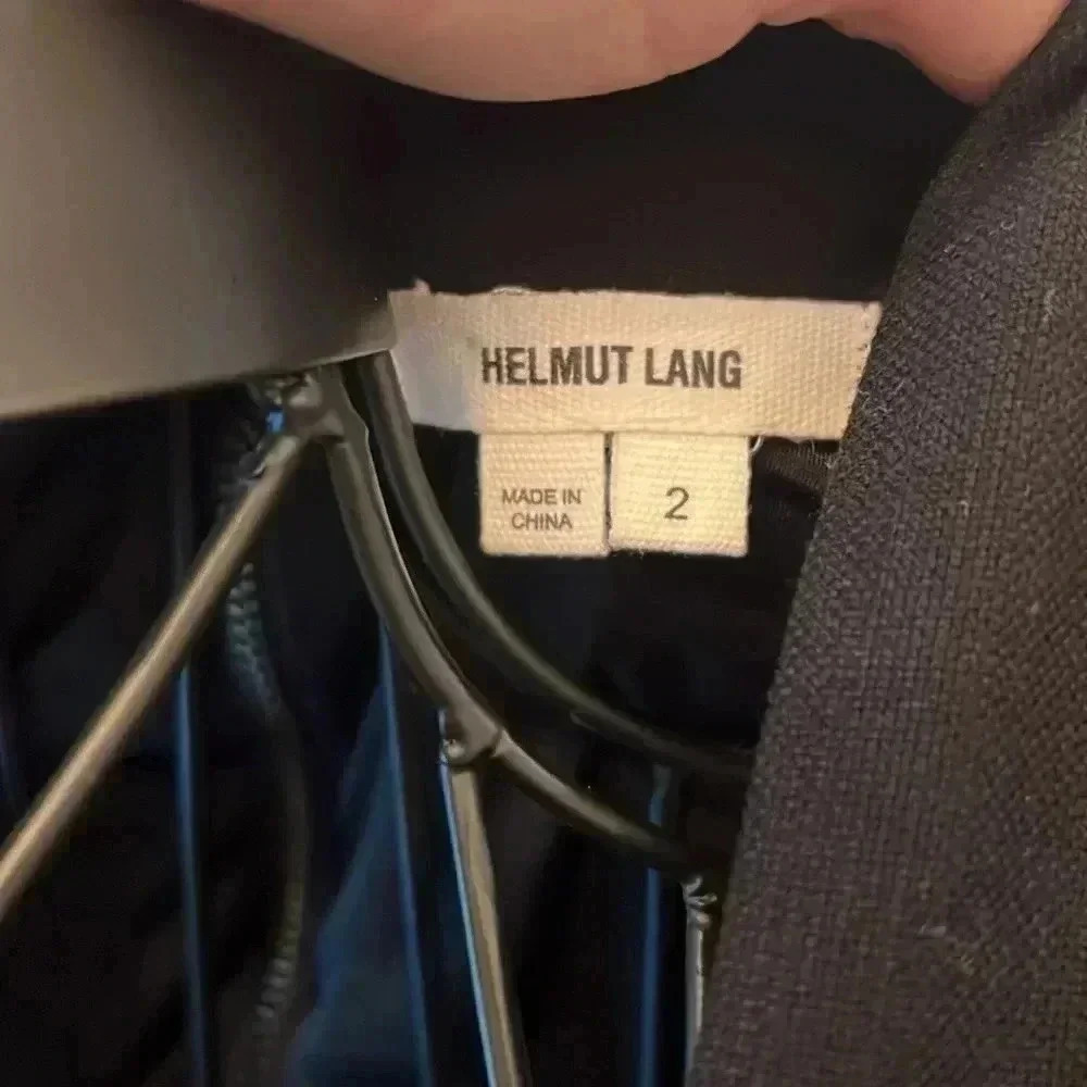Helmut Lang Black Wool and Blistered Leather Panel Dress-Sz 2 - Picture 5 of 6